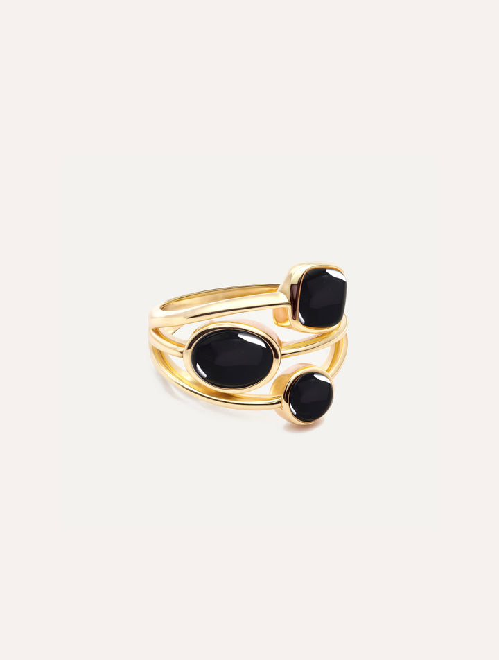 Bague Trio Obsidienne noire